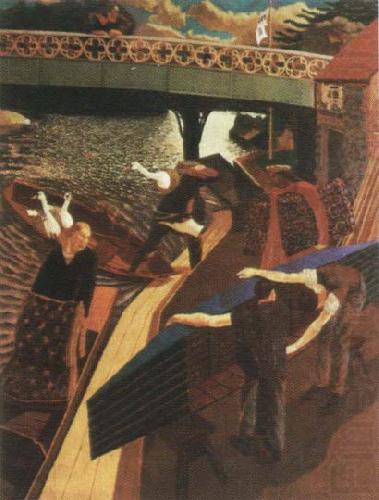 stanley spencer swan upping at cookham china oil painting image
